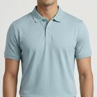 Men's Aqua Cotton Polo Collar Casual T-Shirt, एक्वा, small