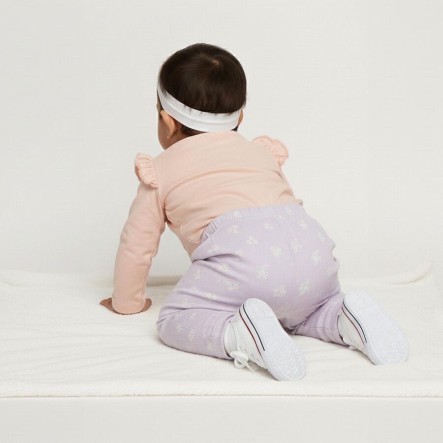 Infants Peach and Lavender Cotton Round Neck Casual Hipster Set, लाइलेक, large image number null