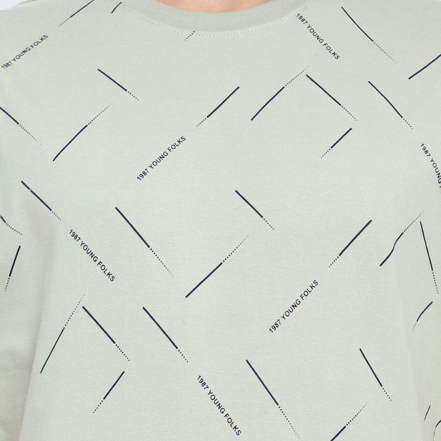 Cotton Round Neck T-Shirt, Light Green, large image number null
