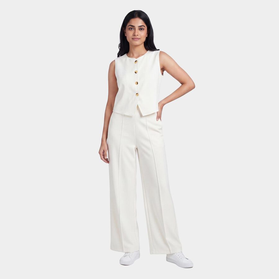 Women's White Solid Co-ord Set, Off White, large