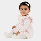 Infants' Soft Cream Floral Print Long Sleeve Frock, ऑफ व्हाइट, small image number null
