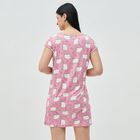 Women's Pink Round Neck Casual Nighty, गुलाबी, small