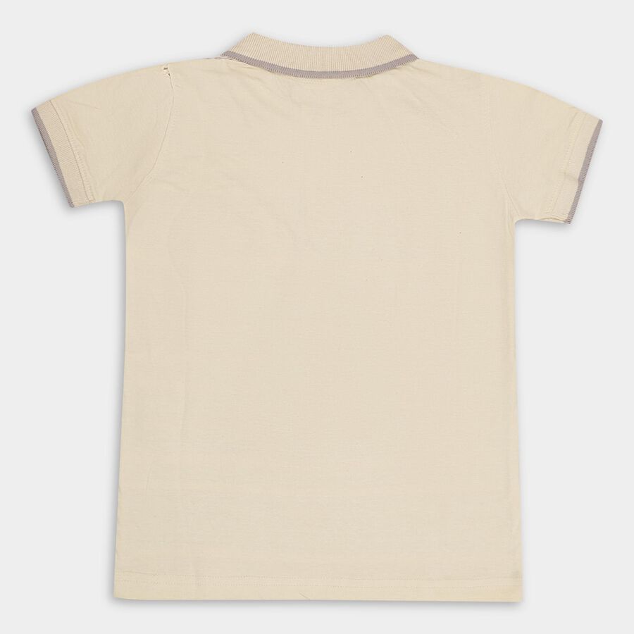 Boys' 100% Cotton Half Sleeves T-Shirt, Beige, large image number null