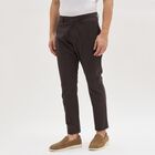 Men's 100% Cotton Slim Fit Casual Trousers, गहरा ग्रे, small