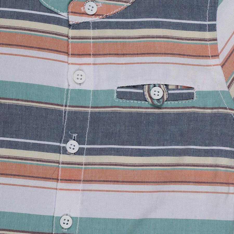 Infants Orange Cotton Half Sleeve Round Neck Casual Shirt, Orange, large