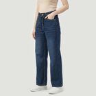 Women's Navy Blue Regular Fit Classic Jeans, Dark Blue, small
