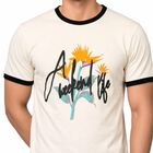 Men's White Round Neck Regular T-Shirt, Off White, small