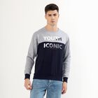 Men's Deep Midnight Navy Blue Crew Neck Casual Sweatshirt, नेवी ब्लू, small image number null