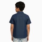 Boys Dark Denim Blue Half Sleeve Classic Casual Shirt, Mid Blue, small image number null