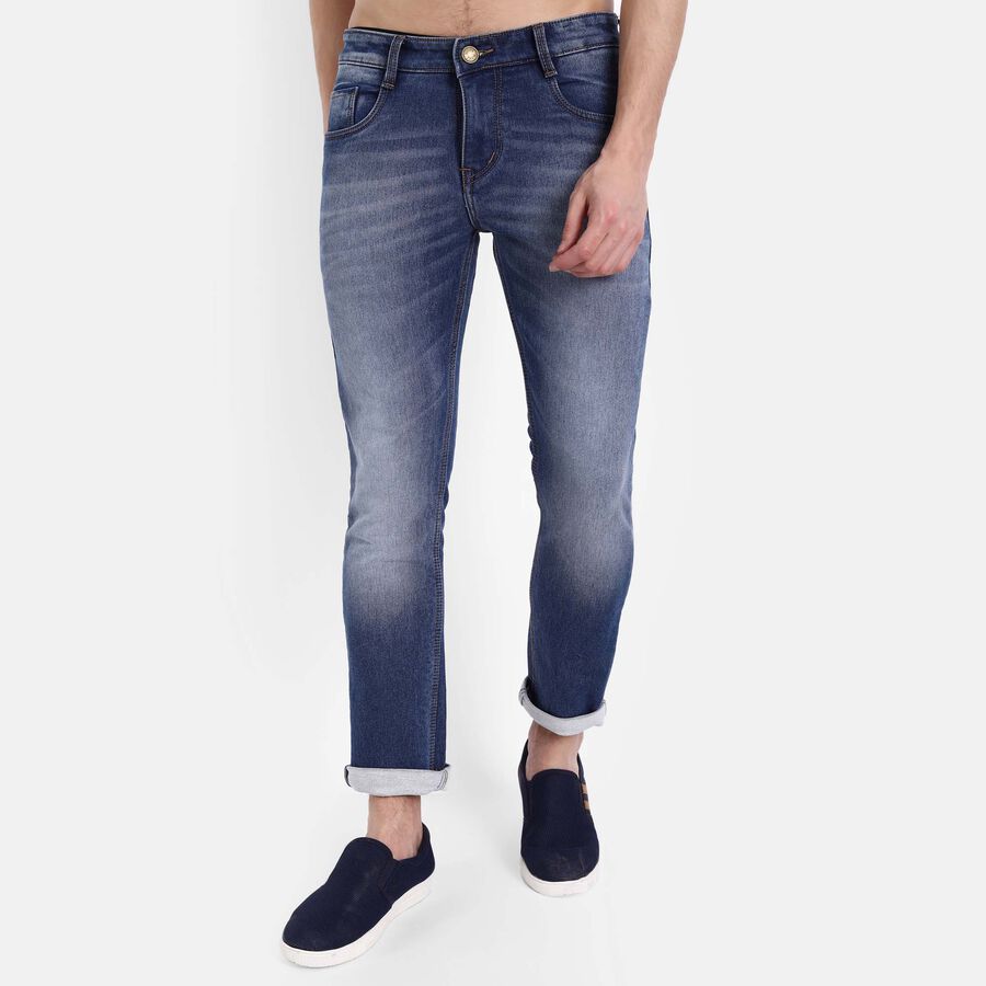 Tinted 5 Pocket Slim Fit Jeans, Mid Blue, large image number null