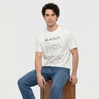 Men's White Cotton Round Neck Regular T-Shirt, White, small