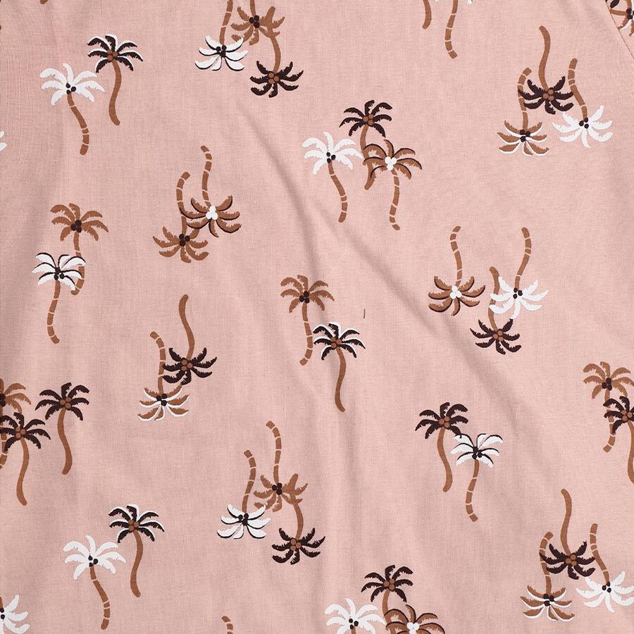 Boys Beige Cotton Round Neck Printed Baba Suit, Beige, large