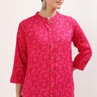 Women's Bright Fuchsia Pink Printed Ethnic Set, गुलाबी, small image number null