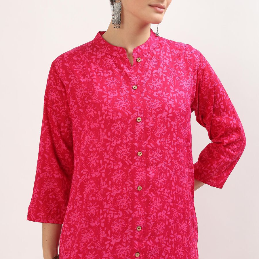 Women's Bright Fuchsia Pink Printed Ethnic Set, गुलाबी, large image number null