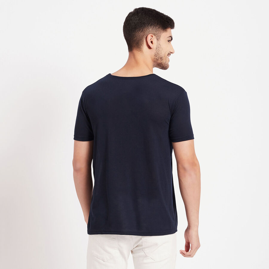 Round Neck T-Shirt, Navy Blue, large image number null