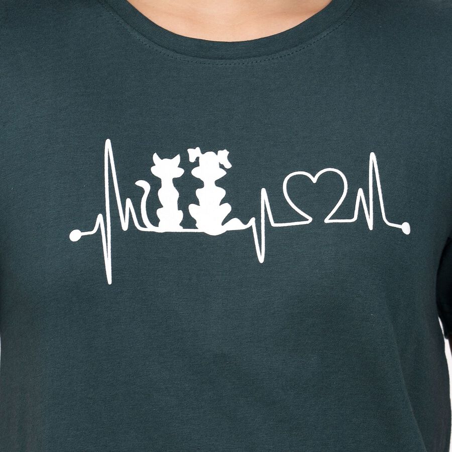 Ladies' Round Neck T-Shirt, Dark Green, large image number null