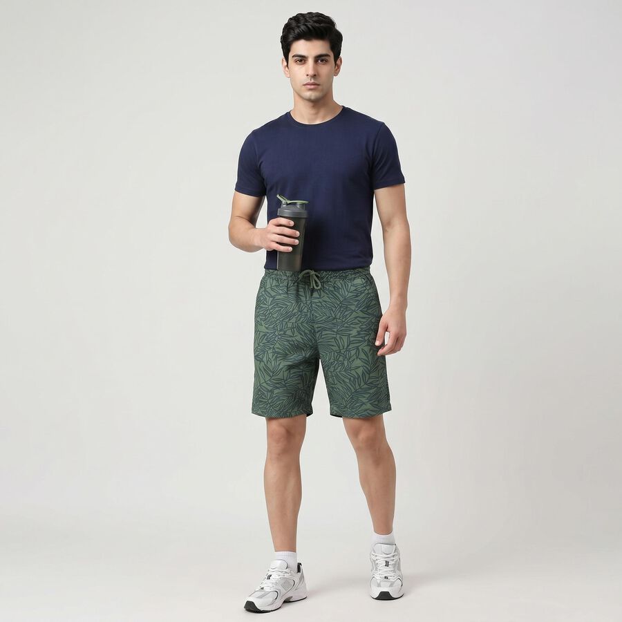 Men's Green Regular Fit Cotton Bermuda Shorts, Light Green, large
