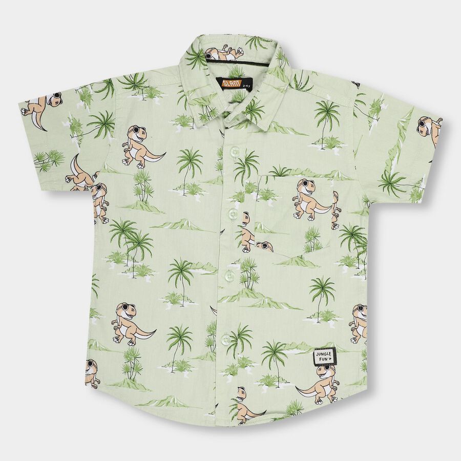 Boys' 100% Cotton Casual Shirt, हल्का हरा, large image number null