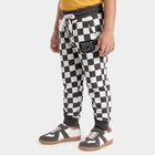 Boys' Charcoal Jogger Fit Checked Pyjama, Charcoal, small