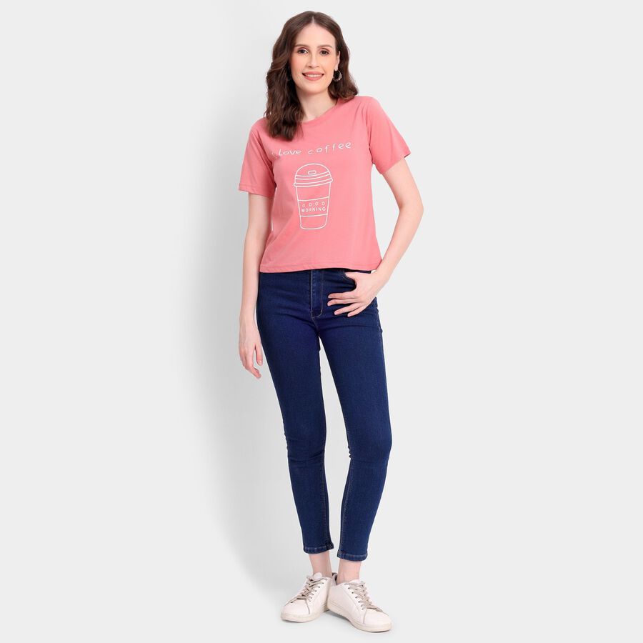 Ladies' Round Neck T-Shirt, Pink, large image number null