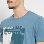 Men's 100% Cotton Round Neck Half Sleeves T-Shirt , मध्यम नीला, small
