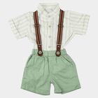 Infants' Mint Green Mandarin Collar Striped Suspender Baba Suit, Light Green, small