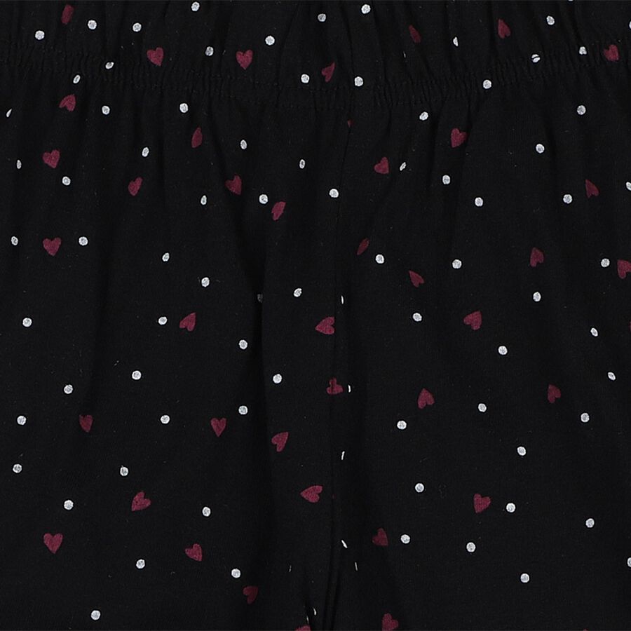 Girls' Black Cotton Blend Pyjama, Black, large