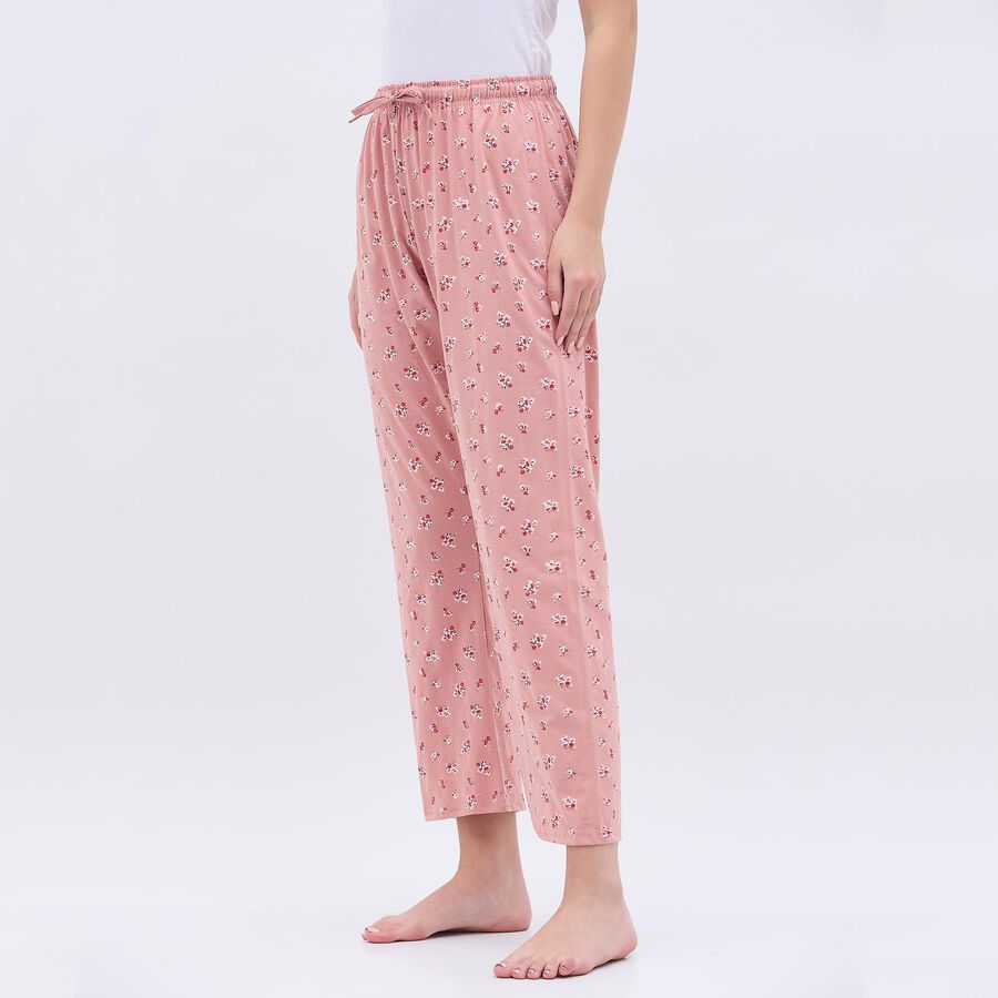 Women's Dusty Rose Floral Printed Elastic Waist Pyjama, मूँगा (कोरल), large image number null