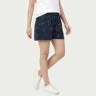 Women's Navy Blue Regular Fit Star Print Shorts, नेवी ब्लू, small