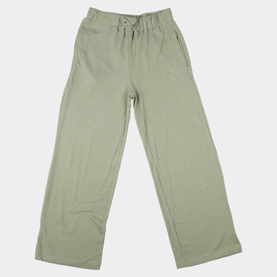 Girls Green Straight Fit Elastic Waist Pyjama, Light Green, large