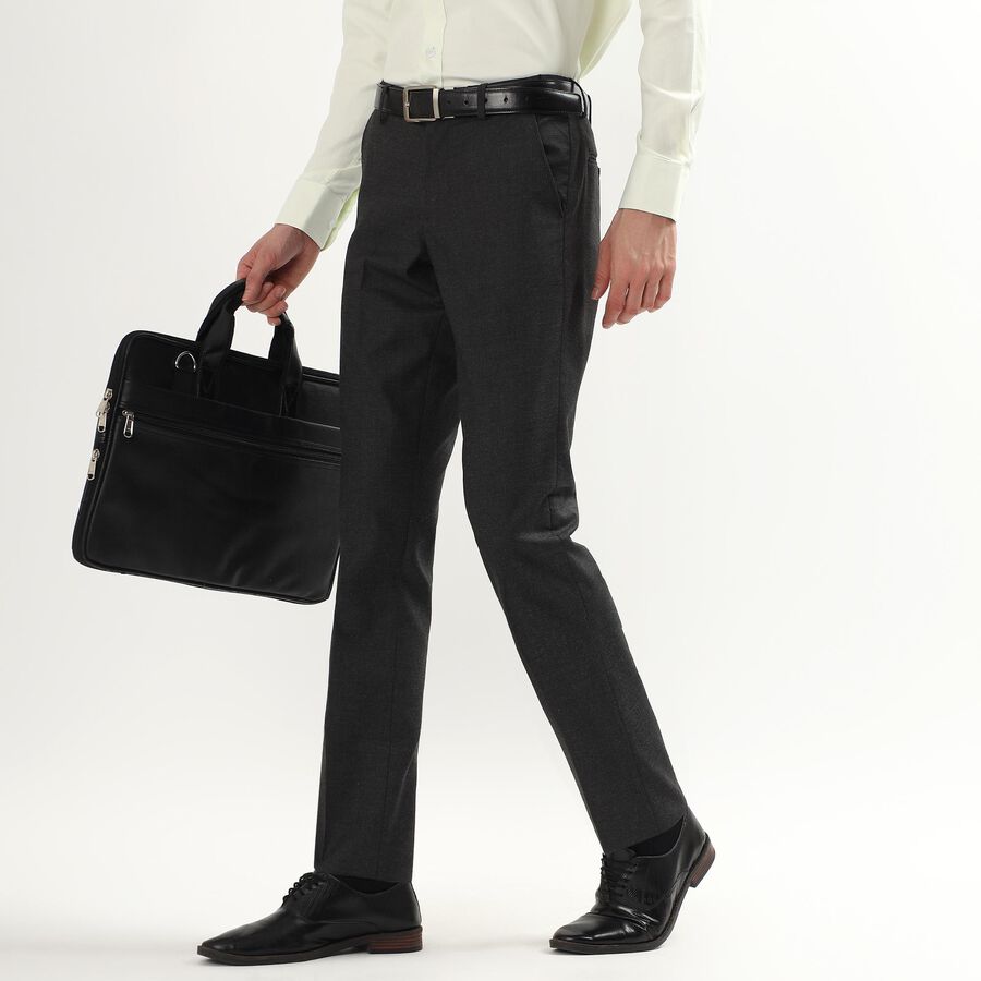 Men's Slim Fit Formal Trousers, चारकोल, large image number null