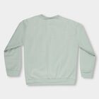 Girls Light Sage Green Crew Neck Casual Sweatshirt, हल्का हरा, small image number null