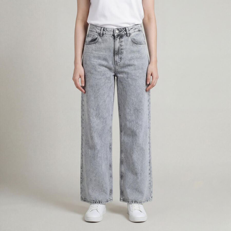 Women's Grey Slim Fit High-Rise Jeans, Light Grey, large