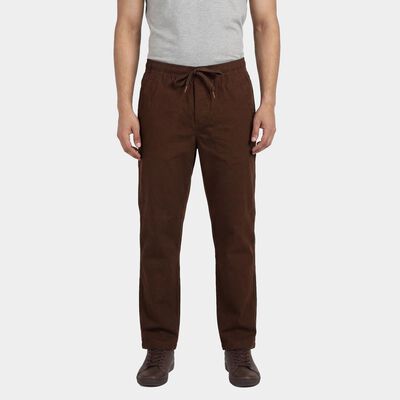 Men's Brown Slim Fit Flat-Front Trousers