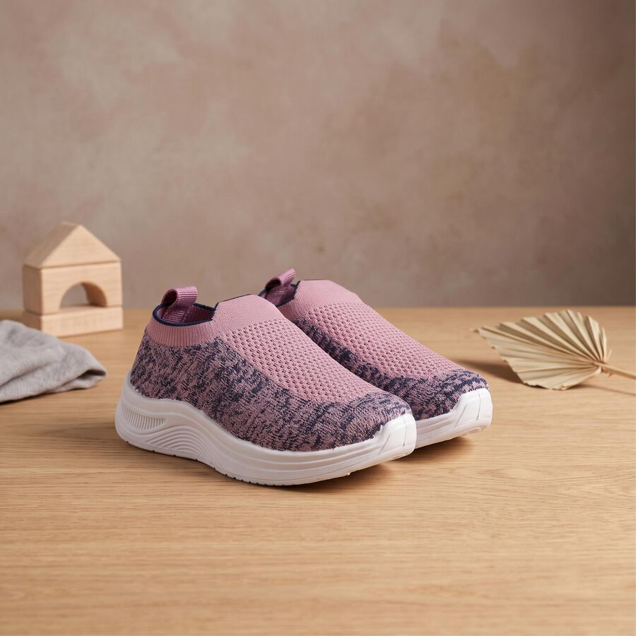 Girls' Purple Slip-On Casual Sneakers, Purple, large