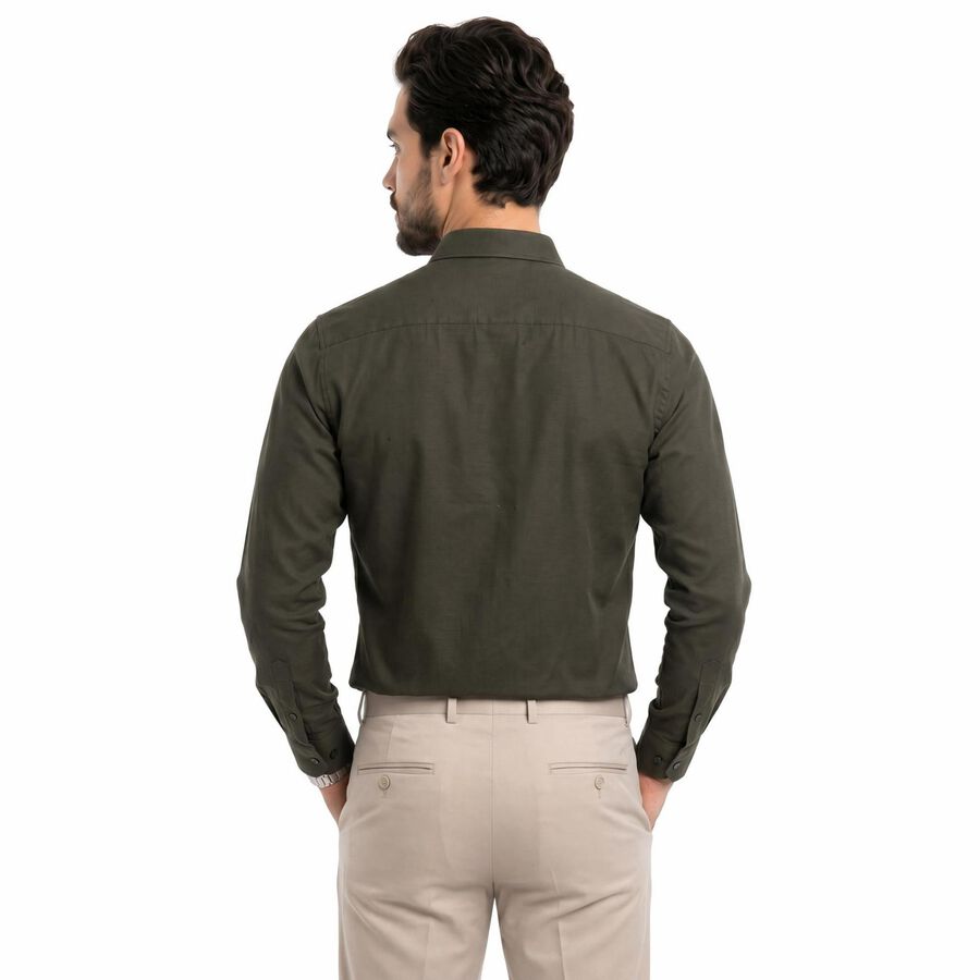 Men's Dark Green Formal Shirt, Dark Green, large