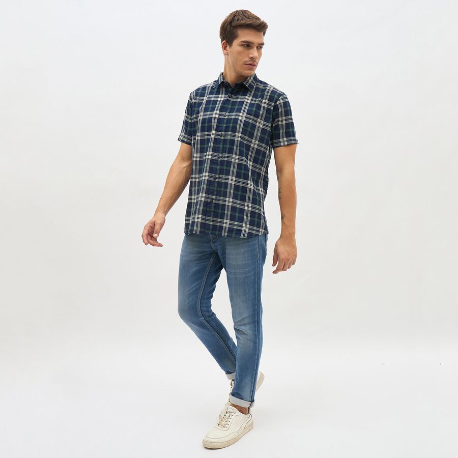 Men's Navy Blue Cotton Classic Casual Shirt, Beige, large image number null