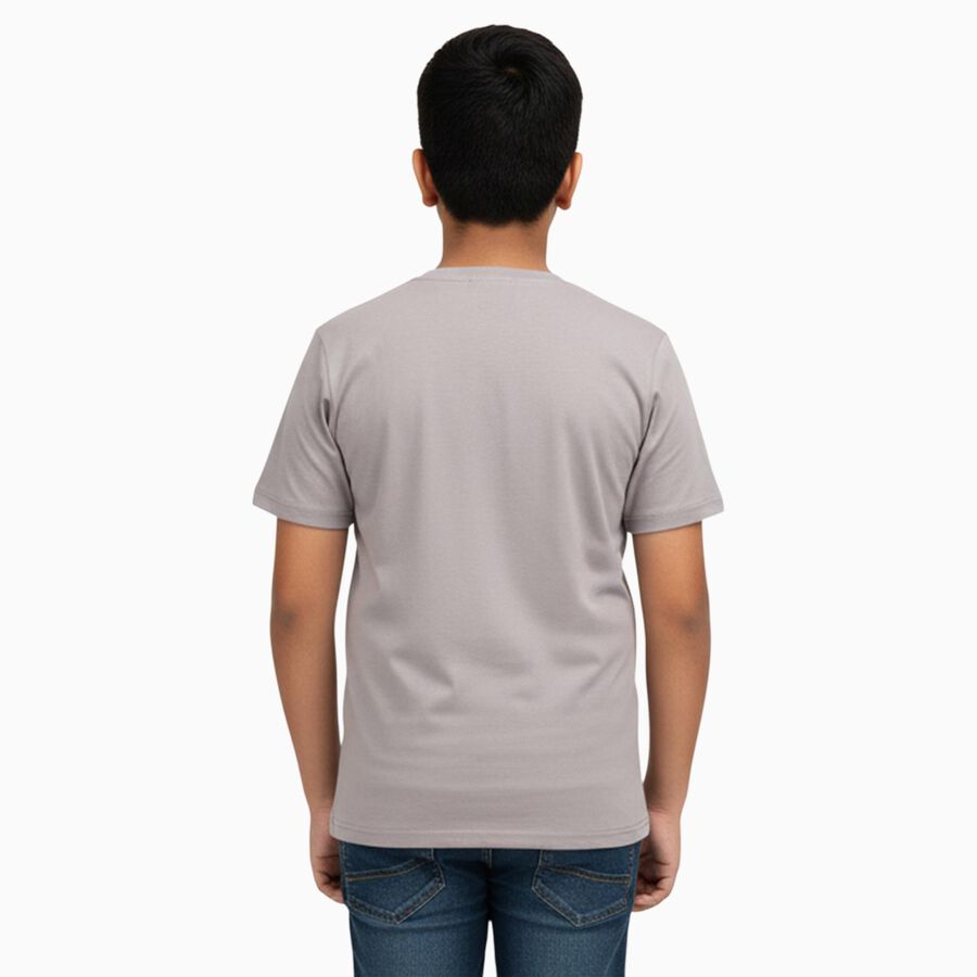 Boys Light Grey Round Neck Casual Half Sleeve T-Shirt, हल्का ग्रे, large image number null