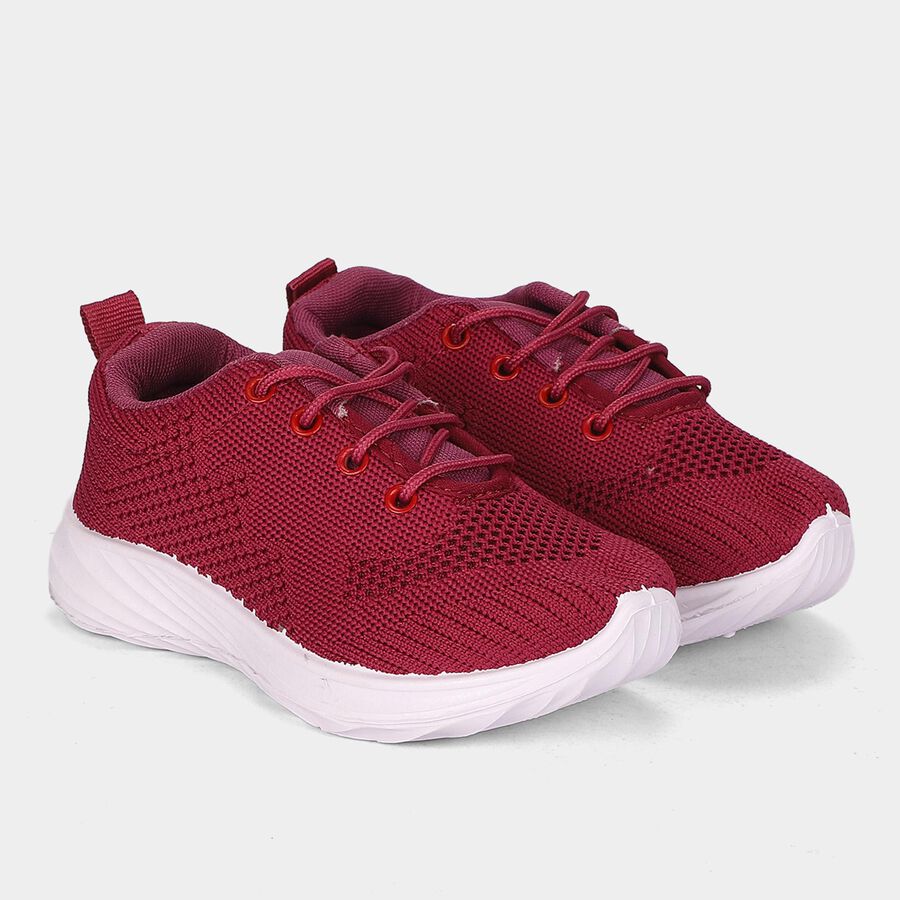 Girls' Pink Lace-Up Sneakers, Pink, large