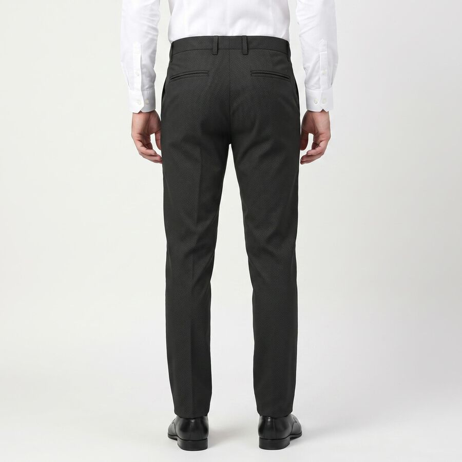 Men's Black Slim Fit Textured Chino Trousers, काला, large