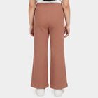 Girls Light Pink Regular Fit Ribbed Wide Leg Trousers, हल्का गुलाबी, small