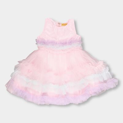 Girls' Bright Pink Sleeveless Party Wear Frock
