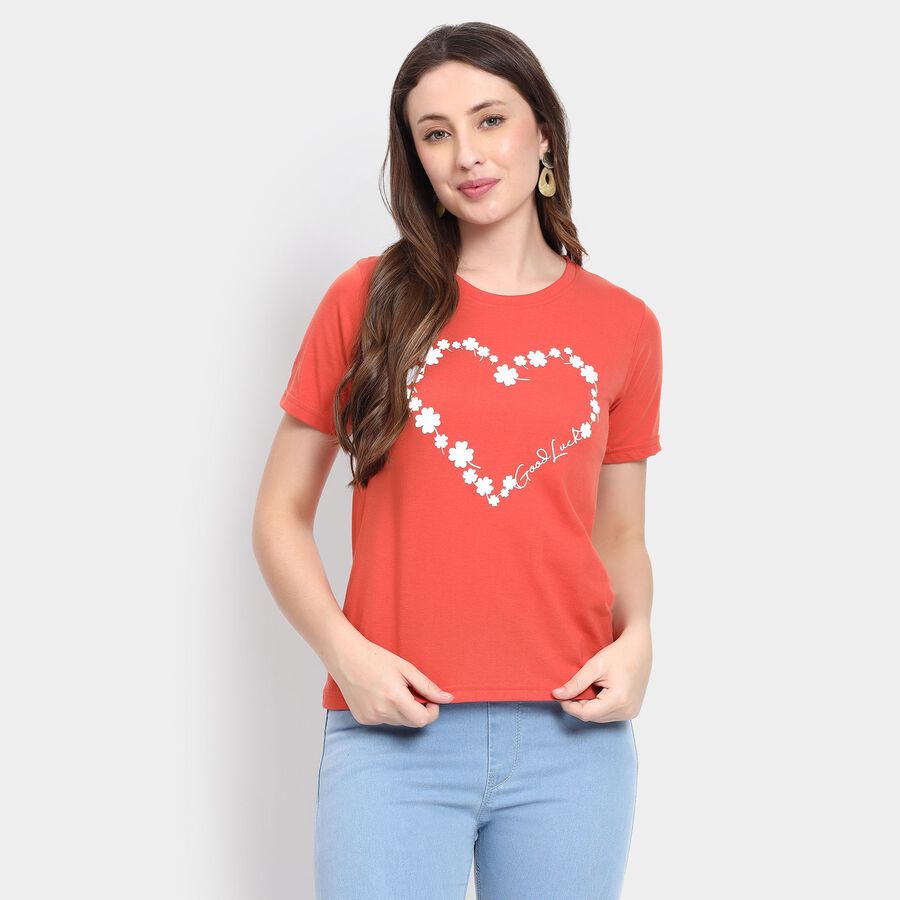 Ladies' Round Neck T-Shirt, Orange, large image number null