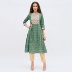 Women's Light Gray Cotton Round Neck Printed Kurta, हल्का ग्रे, small image number null