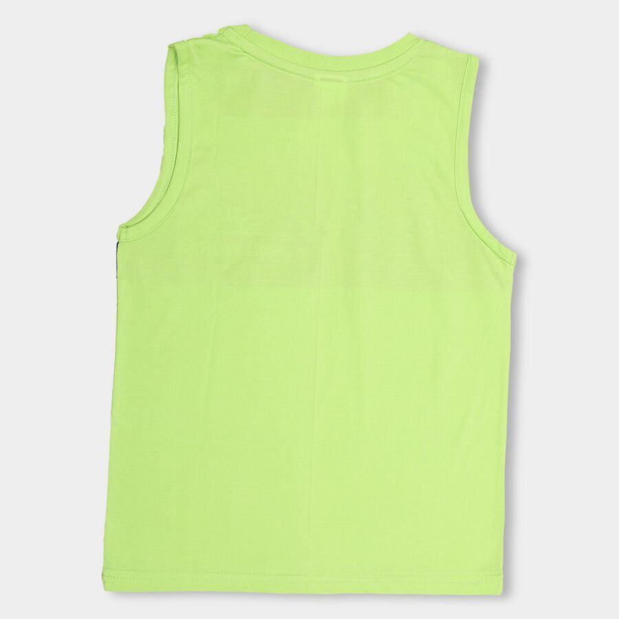 Boys' Bright Lime Green Round Neck Sleeveless T-Shirt, Light Green, large image number null