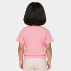 Girls' Pink Cotton Crew Neck Casual Unicorn Printed T-Shirt, Light Pink, small