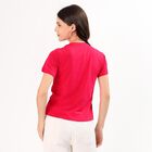 Women's Red Cotton Round Neck Casual T-Shirt, Fuchsia, small image number null