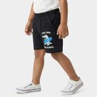 Boys Navy Blue Regular Fit Printed Bermuda Shorts, Navy Blue, small