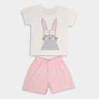 Girls' 100% Cotton Short Set, White, small