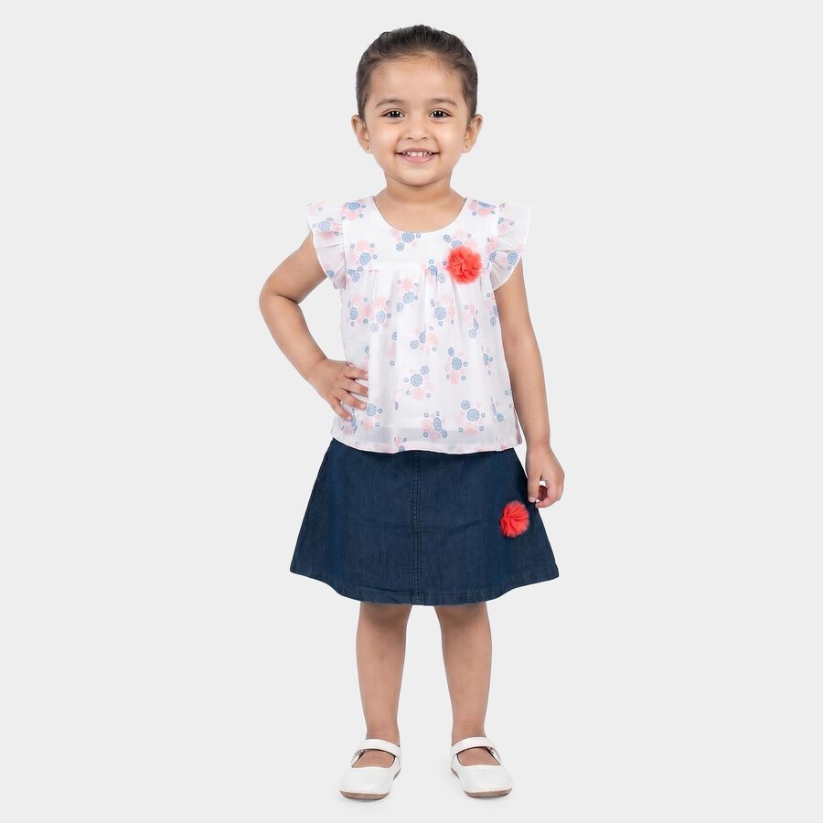 Girls Light Blue Round Neck Co-ord Set Upper and Bottom Set, हल्का नीला, large